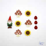 Gnome Garden Outdoor Nature Themed Buttons