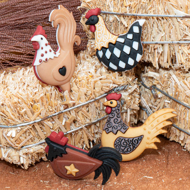 Hen House Barnyard Animal Bird Chicken Buttons