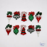Holiday Ornaments 10pcs Sewing Shank Embellishments Red White Green Christmas Themed