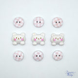 How Do You Like Meow Pink White Cat Themed Flat Back and Sew Thru Buttons