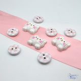 How Do You Like Meow Pink White Cat Themed Flat Back and Sew Thru Buttons
