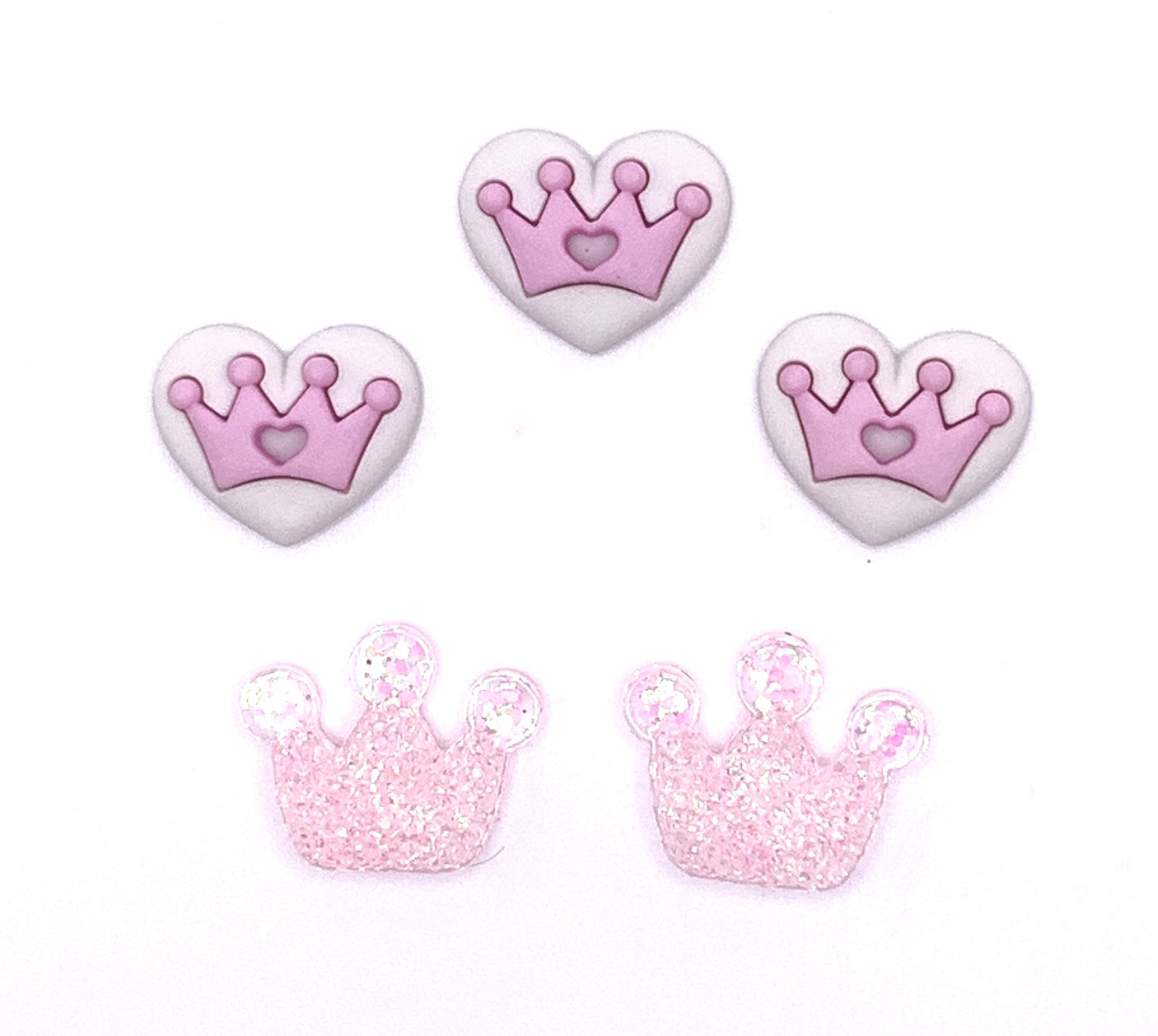 Princess Crowns Pink Glitter Buttons