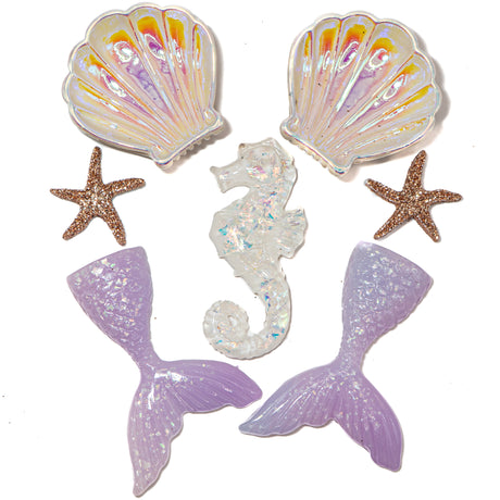 Ivory Mermaid and Shells Themed Embellishments