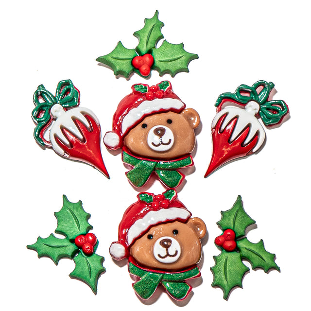 Jolly Holly Days! Bears Bells Christmas Holiday Embellishments
