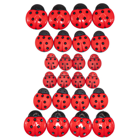 Lucky Ladybug Craft Embellishments Charming Shank-Back Buttons 24 pcs