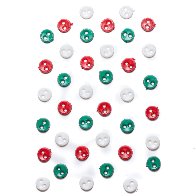 Micro Round Christmas Mix 4mm, 2-Hole Buttons