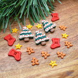Rocking Around The Christmas Tree Holiday Themed Sew Thru Flat Back Buttons