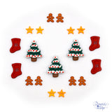 Rocking Around The Christmas Tree Holiday Themed Sew Thru Flat Back Buttons