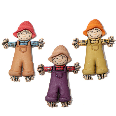 Scarecrows Autumn Thanksgiving Holiday Themed Buttons