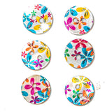 Shell Buttons in Bright Flowers Fun Color Round 2-Hole Buttons