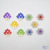 Shrooms and Blooms Multi Color Wood Mushroom and Flower Buttons