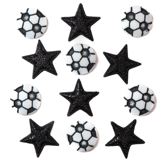 Soccer Black White Sports Themed Buttons