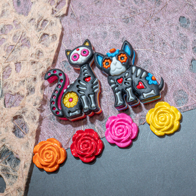 Spirit Animals Day Of The Dead Skull Themed Buttons