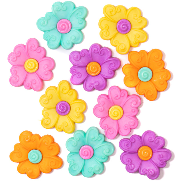 Swirl Center Flowers Bright Spring Summer Inspired Buttons