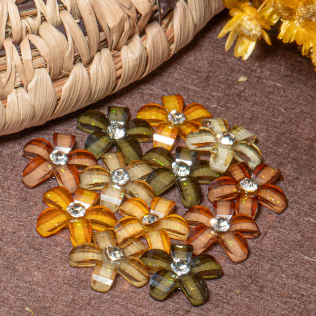 The Beauty Of Fall Autumn Colors Tiny Rhinestone Embellished Flower Embellishments