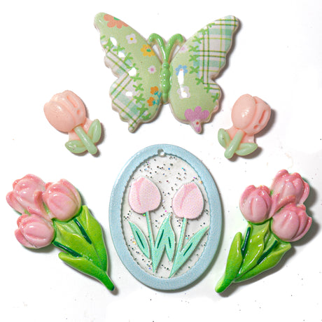 Tulip Garden Charm Embellishment Mix