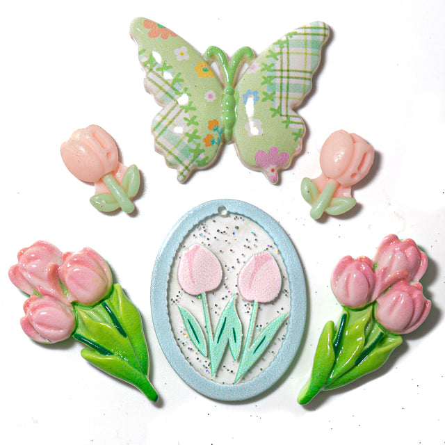 Tulip Garden Charm Embellishment Mix