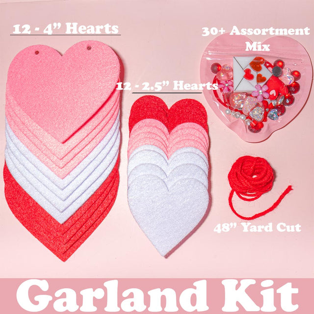 Valentine Heart Craft Kit – Garland Kit or Heart Embellishment Assortment