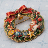 Christmas Wreath Holiday Charms Brooch