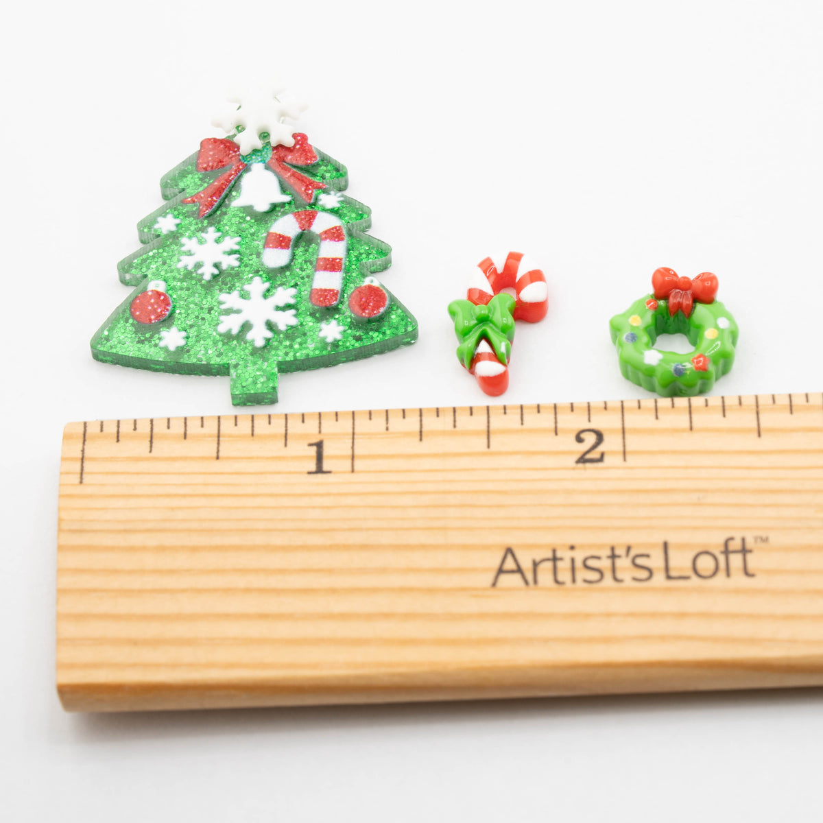 Christmas Cheer Resin & Glitter Flatback Craft Embellishments
