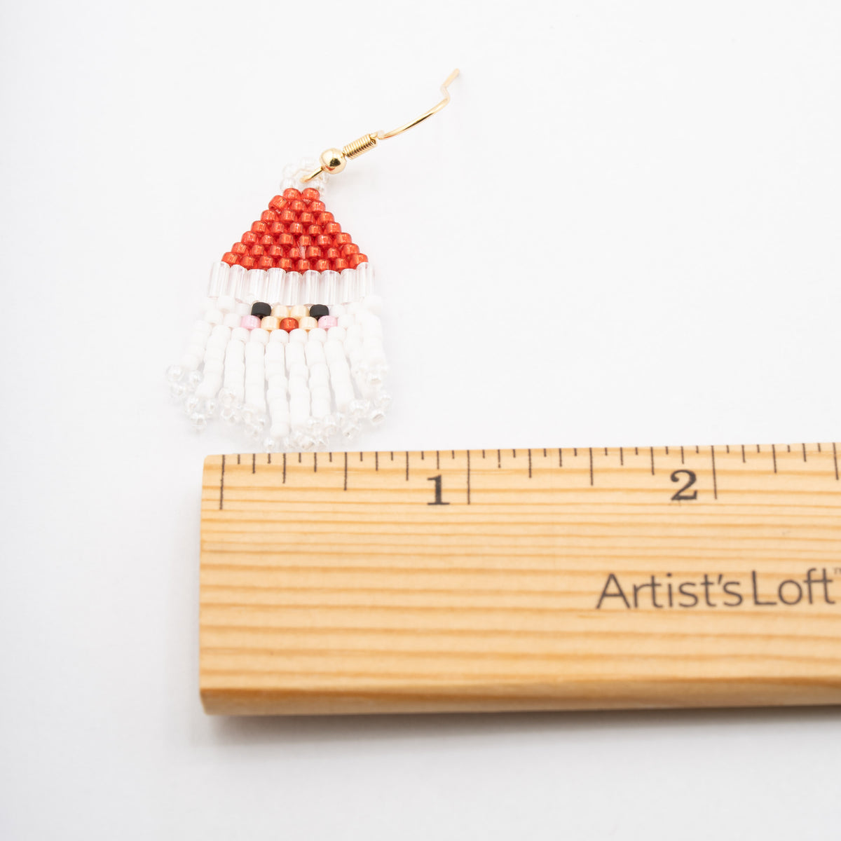 Seed Bead Santa Claus Dangle Earrings