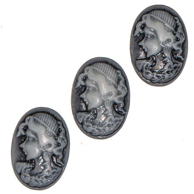 Victorian Cameo Portrait Flat-Back Resin Embellishments 3 Piece Pack
