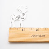 Snowy Reindeer White Wood Winter Themed Charms and Buttons