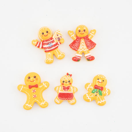 Gingerbread Boy & Girl Resin Flatback Craft Embellishments