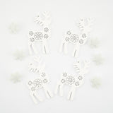 Snowy Reindeer White Wood Winter Themed Charms and Buttons