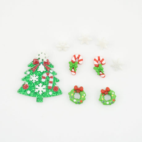 Christmas Cheer Resin & Glitter Flatback Craft Embellishments