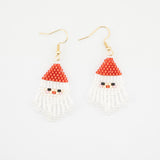 Seed Bead Santa Claus Dangle Earrings