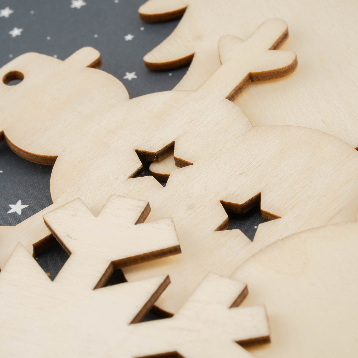 9-Piece Wooden Christmas Ornament Shape Blanks for DIY Holiday Crafts