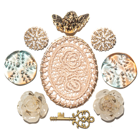 Victorian Lace & Rose Resin Embellishment Assortment