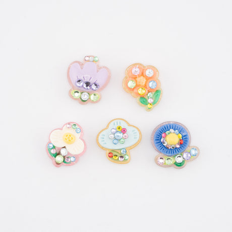 Vibrant Flower with Rhinestones Resin Flat Craft Embellishments