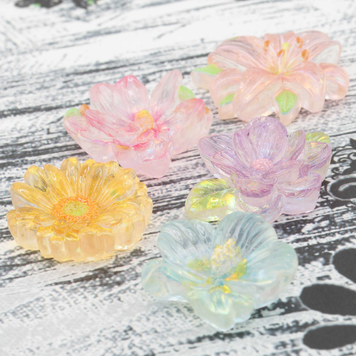 Pastel Glitter Flower Resin Flat Craft Embellishments
