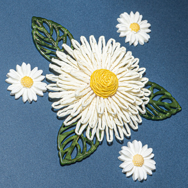 White Beach Rattan Flower Craft Embellishments