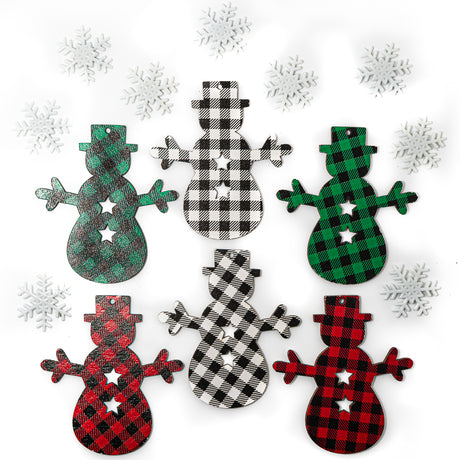Plaid Snowman Wood Embellishment Pac