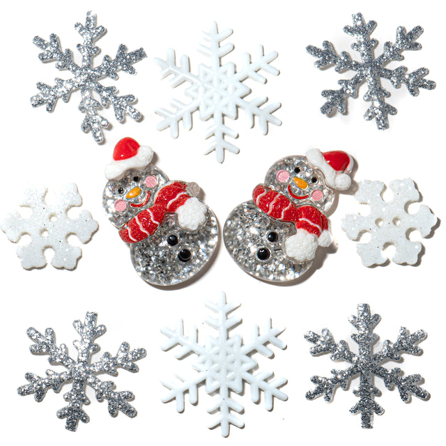 Winter Wonderland Glitter Snowmen Snowflakes Outdoor Themed Embellishments