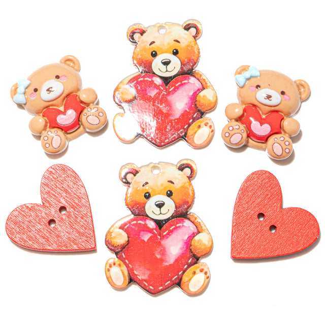 Beary Big Love Flat Craft Embellishment Pack