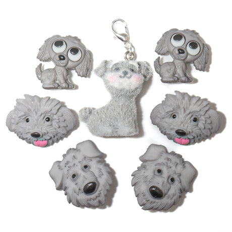 Soft Paws & Puppy Eyes Grey Dog Embellishment Pack