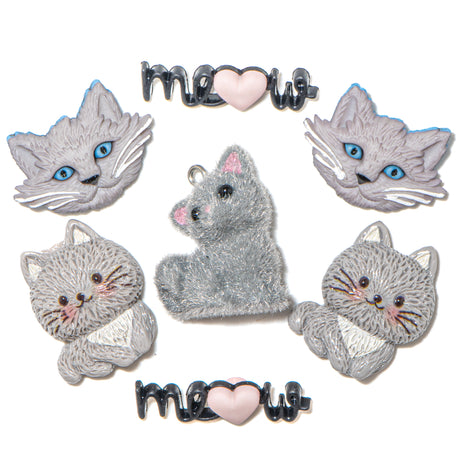 Silver Whisker Dreams Cat Embellishment Pack