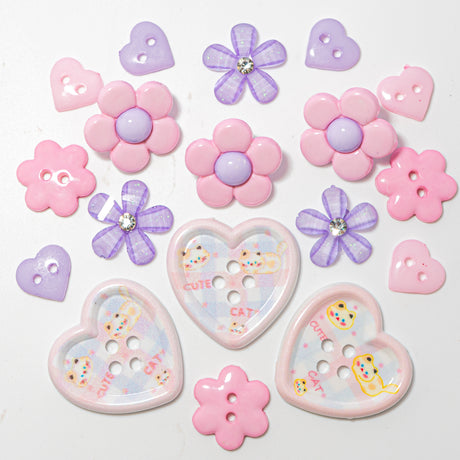 Cotton Candy Hearts Button Embellishment Mix