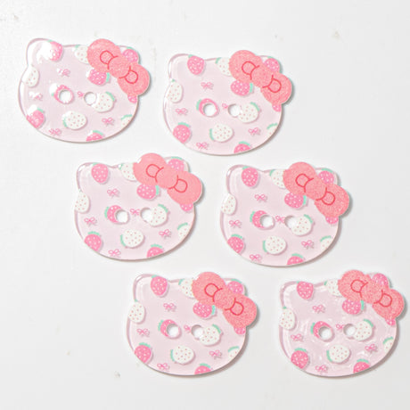 6-Piece Sew-Thru Buttons Sweet Strawberry Cats