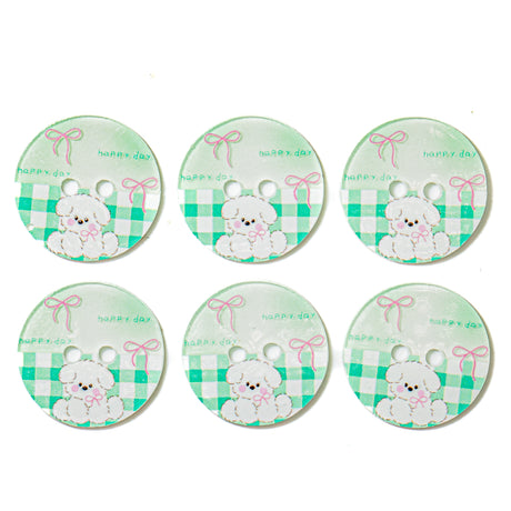 6-Piece Sew-Thru Buttons Sweet Puppy Rounds