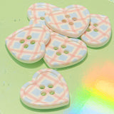6-Piece Sew-Thru Buttons Bright Plaid Hearts