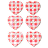 6-Piece Sew-Thru Buttons Classic Picnic Plaid Hearts