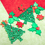 Christmas Elegance Red Green Trees Holly Holiday Themed Buttons
