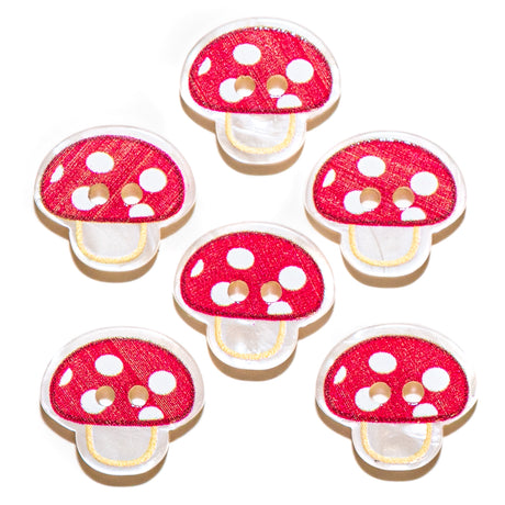 Red Mushroom Printed 2-Hole Buttons