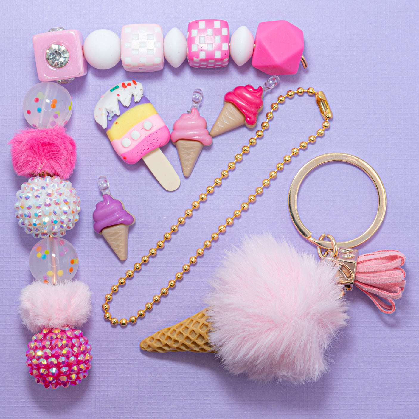Strawberry Ice Cream Keychain Kit