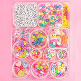 200pcs Bright Rainbow Acrylic Beads – For DIY Bracelets, Keychains & Shoe Charms